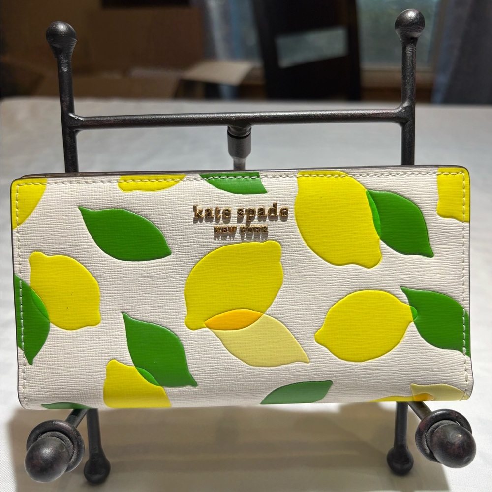 Kate Spade White and Yellow Lemon Pattern Wallet